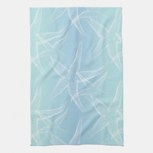 Starfish Aqua Blue Beach Kitchen Towel Theedoek (Verticaal)