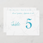 Starfish Aqua Numbers Reception Table Cards Briefkaart (Voorkant / Achterkant)