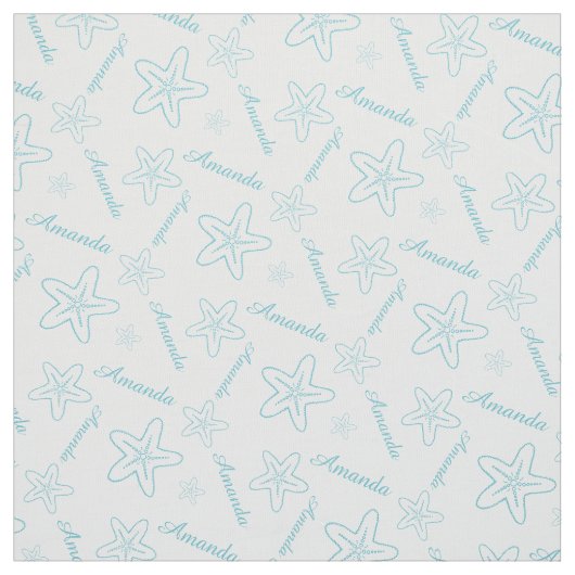 Starfish aqua witte op maat gemaakte stof (Swatch)
