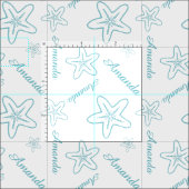 Starfish aqua witte op maat gemaakte stof (Delen)