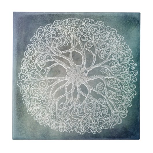 Starfish - Basket Star in Indigo Blue Tegeltje (Voorkant)