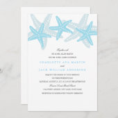 Starfish Beach bruiloft uitnodiging blauw (Voorkant / Achterkant)