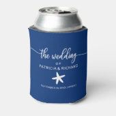 Starfish Beach Destination Wedding Navy Blue Blikjeskoeler (Blikje Achterkant)