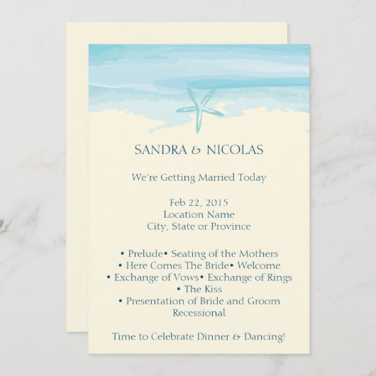 Starfish Beach huwelijksprogramma II Programma (Voorkant / Achterkant)