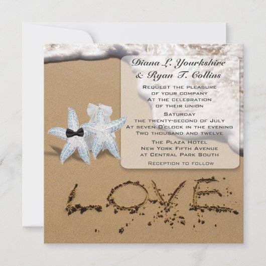 Starfish Beach Love Invitation (Devant)