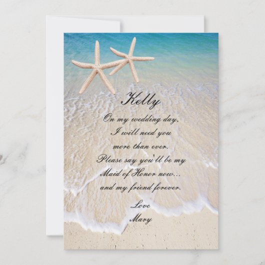 Starfish Beach Mariage Carte d'honneur (Devant)