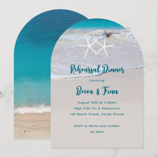 Starfish Beach Sand repesial Dinner Invitation Kaart (Voorkant / Achterkant)