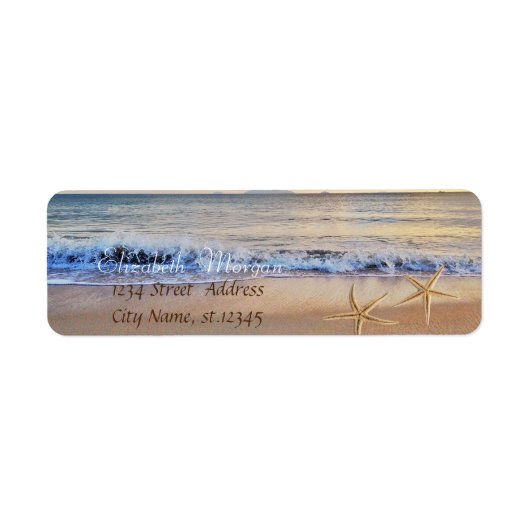 Starfish, Beach, Sunset Return Address Label (Voorkant)