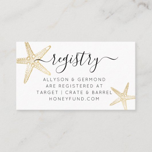 Starfish Beach Theme Gift Registry Kaart Visitekaartje (Voorkant)