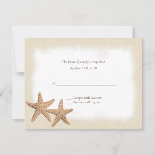 Starfish Beach Theme Weddenschap RSVP-kaarten RSVP Kaartje (Voorkant)