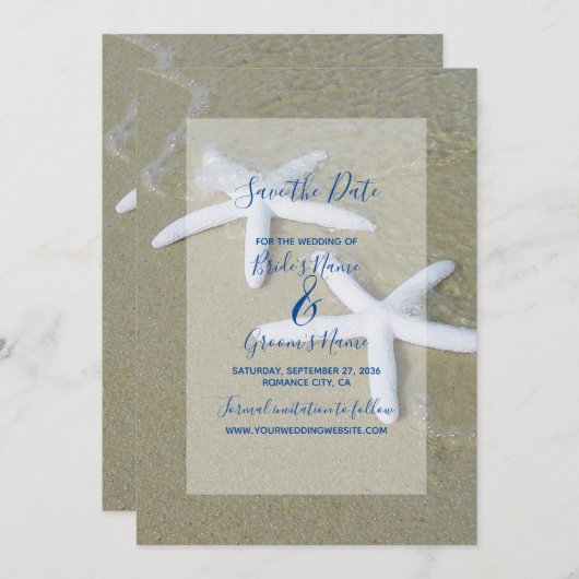 Starfish Beach Weddenschap Save the Date (Voorkant / Achterkant)