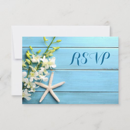 Starfish Beach Wedding Cartes RSVP Avec Orchidées (Devant)