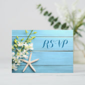 Starfish Beach Wedding Cartes RSVP Avec Orchidées (Debout devant)