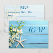 Starfish Beach Wedding Cartes RSVP Avec Orchidées (Devant / Derrière)