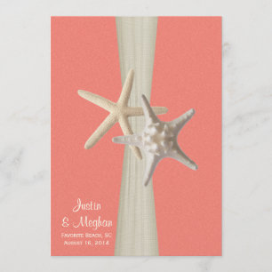 Starfish Beach Wedding Coral Shell Kaart