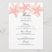 Starfish Beach Wedding Dinner Menu Peach (Devant)