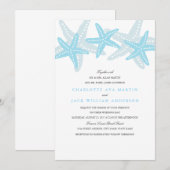 Starfish Beach Wedding Invitation Bleu (Devant / Derrière)