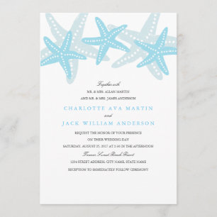 Starfish Beach Wedding Invitation Bleu