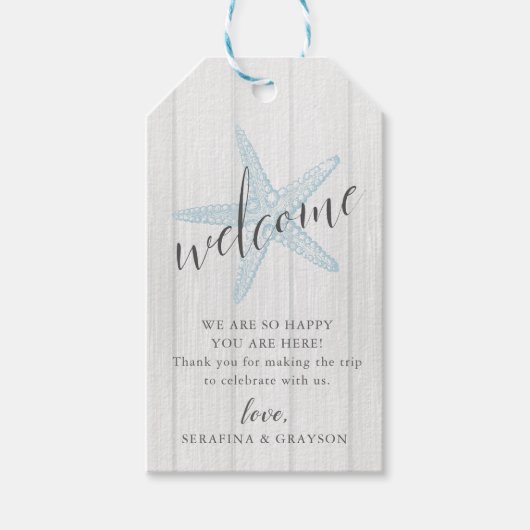 Starfish Beach Wedding Rustic Welcome Bag Cadeaulabel (Voorkant)