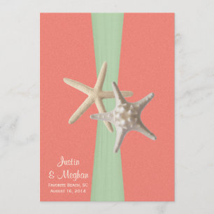 Starfish Beach Wedding Shell Coral Mint Kaart