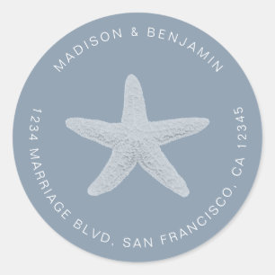Starfish Beach Weduwen Return Address Blue Ronde Sticker