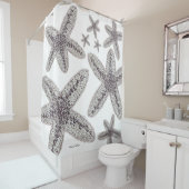 Starfish Black en White Douchegordijn (In situ)