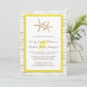 Starfish Blanchis Wood Beach Wedding Invitation (Debout devant)