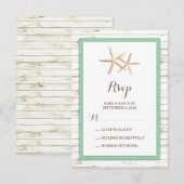 Starfish Blanchis Wood Beach Wedding Mint RSVP (Devant / Derrière)