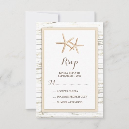 Starfish Blanchis Wood Beach Wedding RSVP (Devant)