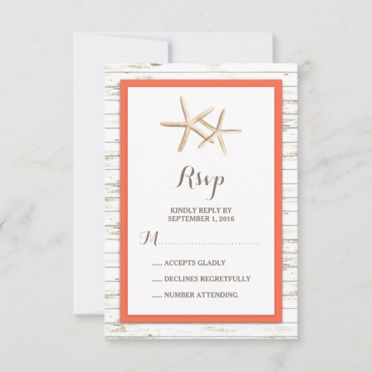 Starfish Blanchis Wood Beach Wedding RSVP (Devant)