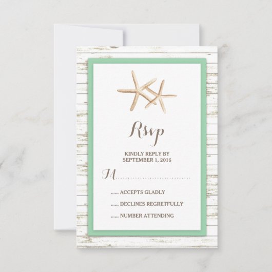 Starfish Blanchis Wood Beach Wedding RSVP (Devant)