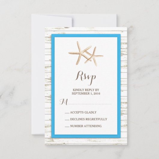 Starfish Blanchis Wood Beach Wedding RSVP (Devant)
