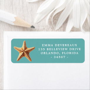 Starfish Blauwgroen blauw retouradres label