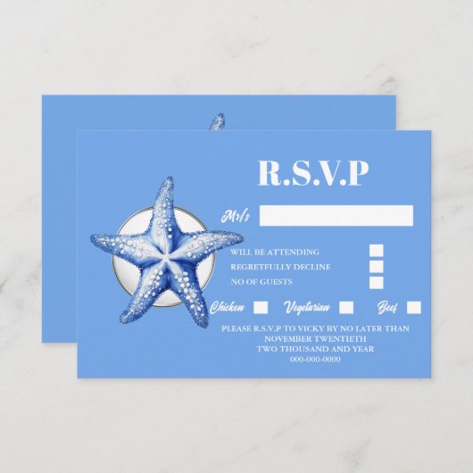 Starfish bleu plage blanche réponse côtière luxe (Devant / Derrière)