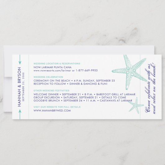 Starfish Boarding Pass Plage Enregistrer la carte  (Dos)