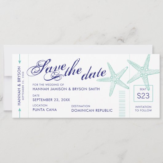Starfish Boarding Pass Plage Enregistrer la carte (Devant)