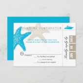Starfish Boarding Pass RSVP-kaart RSVP Kaartje (Voorkant / Achterkant)