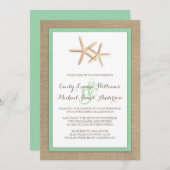 Starfish Burlap Beach Faire-part de mariage tropic (Devant / Derrière)