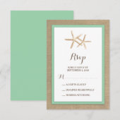 Starfish Burlap Beach Tropische bruiloft RSVP Kaartje (Voorkant / Achterkant)