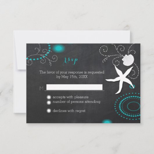 Starfish Chalkboard Beach Wedding RSVP (Devant)