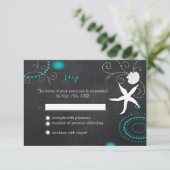 Starfish Chalkboard Beach Wedding RSVP (Debout devant)