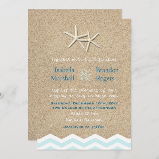 Starfish Chevron Faire-part de mariage (Devant / Derrière)