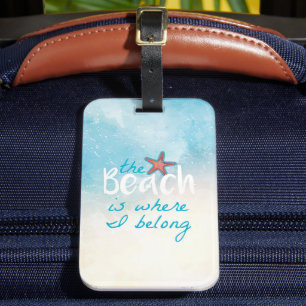Starfish citaat van het strand is waar ik deel bagagelabel