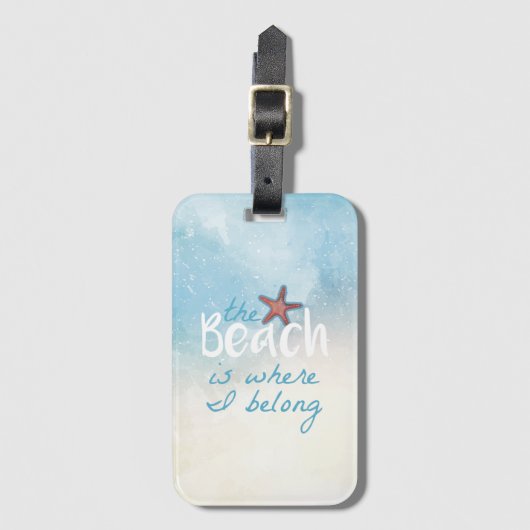 Starfish citaat van het strand is waar ik deel bagagelabel (Voorkant (verticaal))