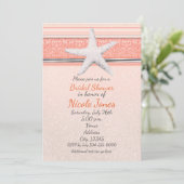 Starfish Coral Orange Elégante Plage Invitations (Debout devant)