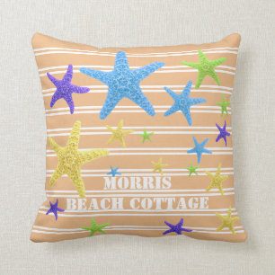 Starfish Coral Pinstripes Personalized Kussen