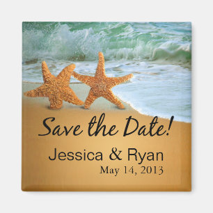 Starfish Coupes op de strand Save the Date Magneet