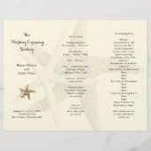 Starfish Couple Cream Tri-Fold Wedding Programme (Devant)