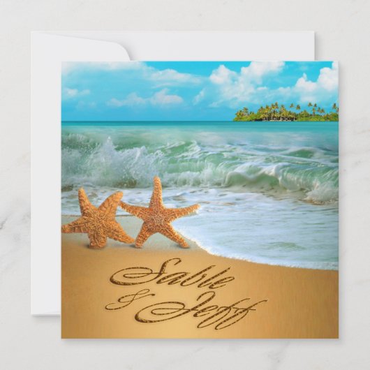 Starfish Couple vraagt om je namen in de zand te l Kaart (Voorkant)