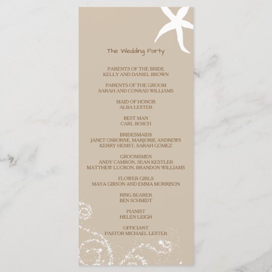 Starfish Destination Beach Wedding Programme (Dos)